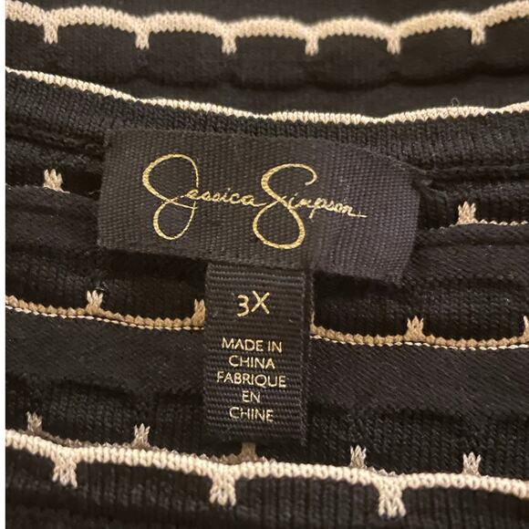 Jessica‎ Simpson 3X Black & Ivory Striped Fit & Flare Dress – Flirty & Fun - Picture 3 of 4